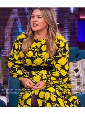 Closet London Yellow and Black Floral Long Sleeve Maxi Dress US 8 Elevated